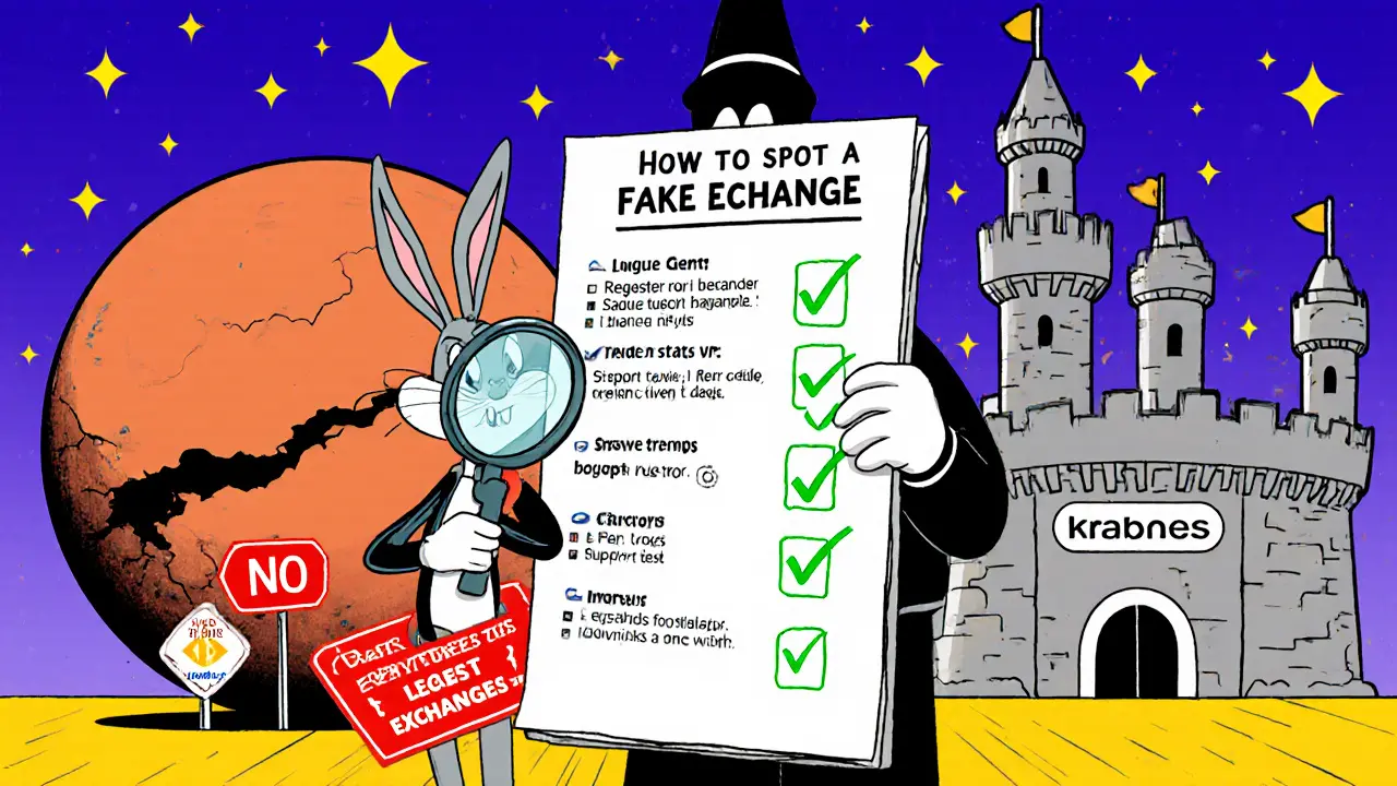 Cartoon mentor checks a scam‑detection list, blocking Mars brand.