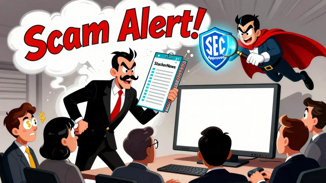 A villain vanishing with a fake property as a heroic MetaMask wallet saves investors from a scam.