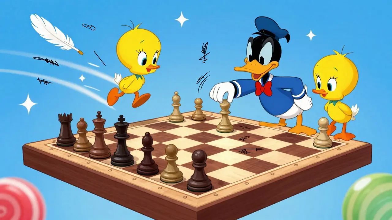 Chess game characters moving pieces in state channel with final score on blockchain.