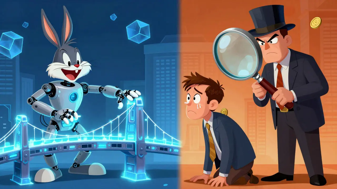 A split character balancing blockchain technology and hidden crypto