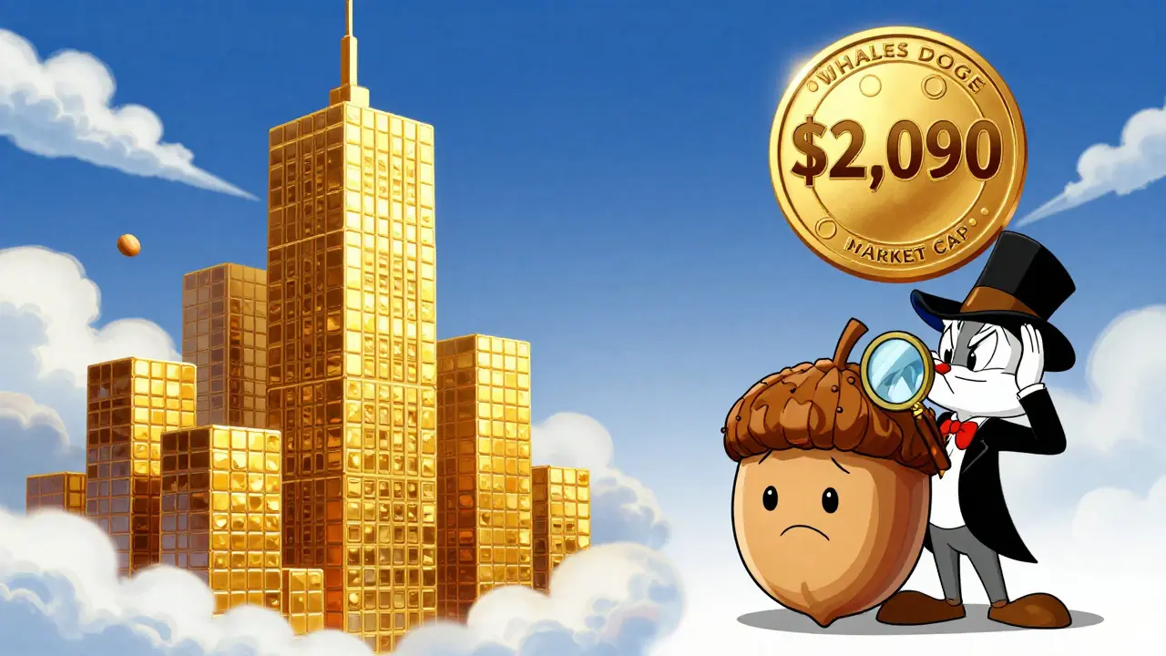 Cartoon comparison showing huge value gap between real Doge and fake token