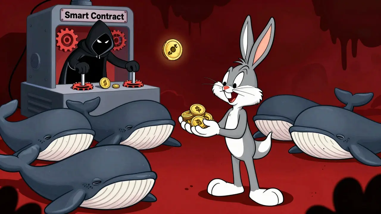 Character trapped by illiquid token while anonymous dev manipulates contract