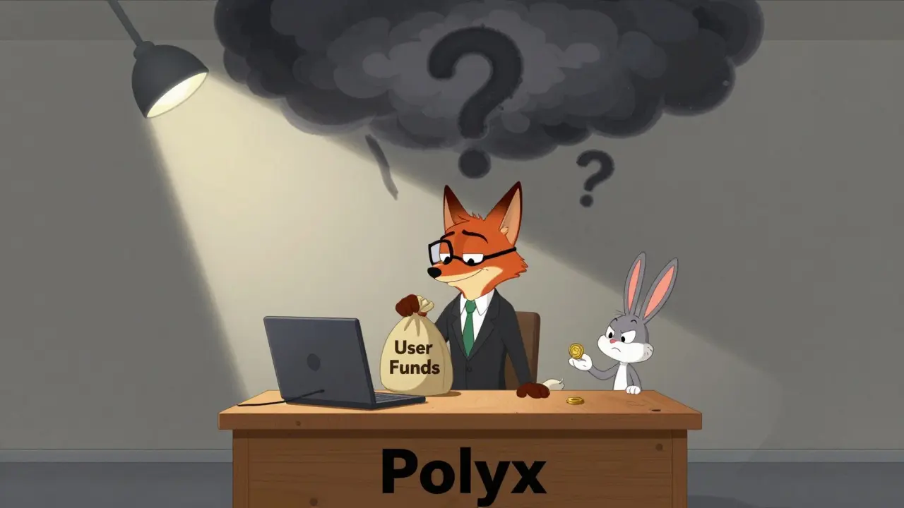 Fox guarding funds under a storm cloud representing unregulated risk