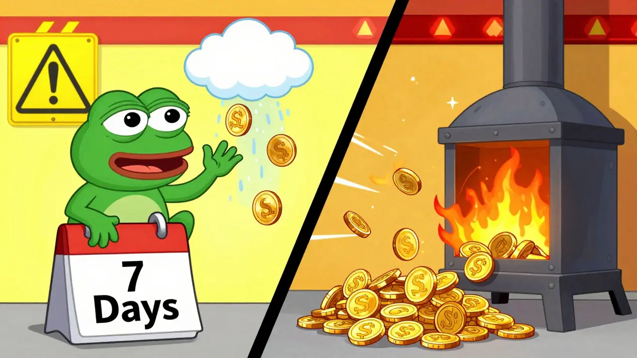 Animated Pepe receiving SOL rewards and burning tokens