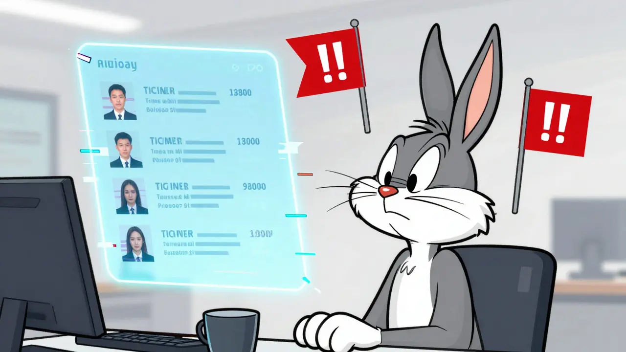Hiring manager spotting red flags in a fake candidate profile
