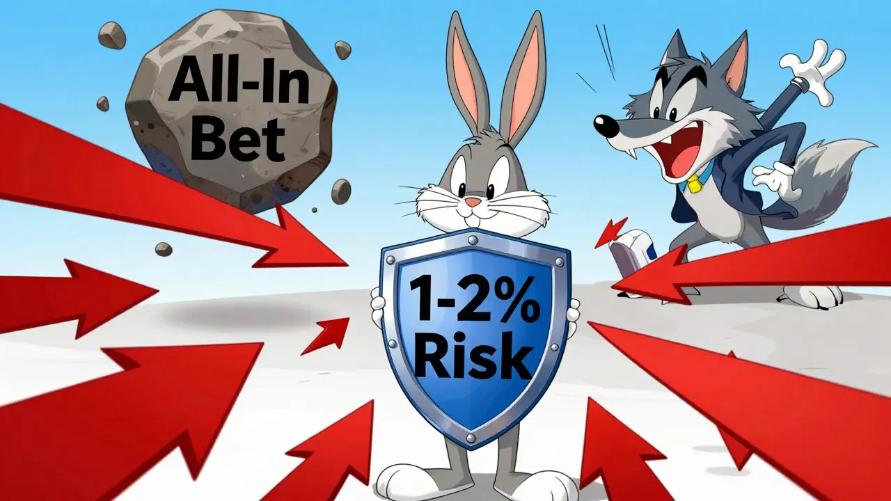 Rabbit protected by a shield against market volatility arrows