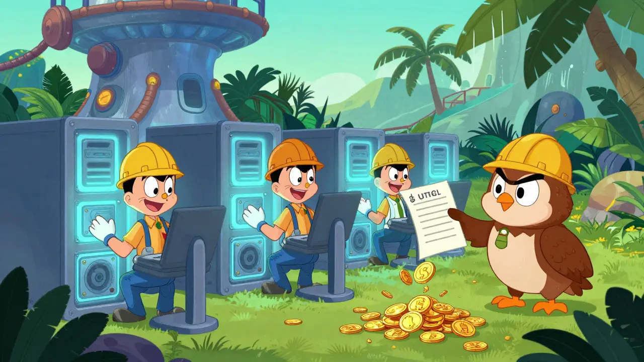 Cartoon miners working legally in a regulated environment