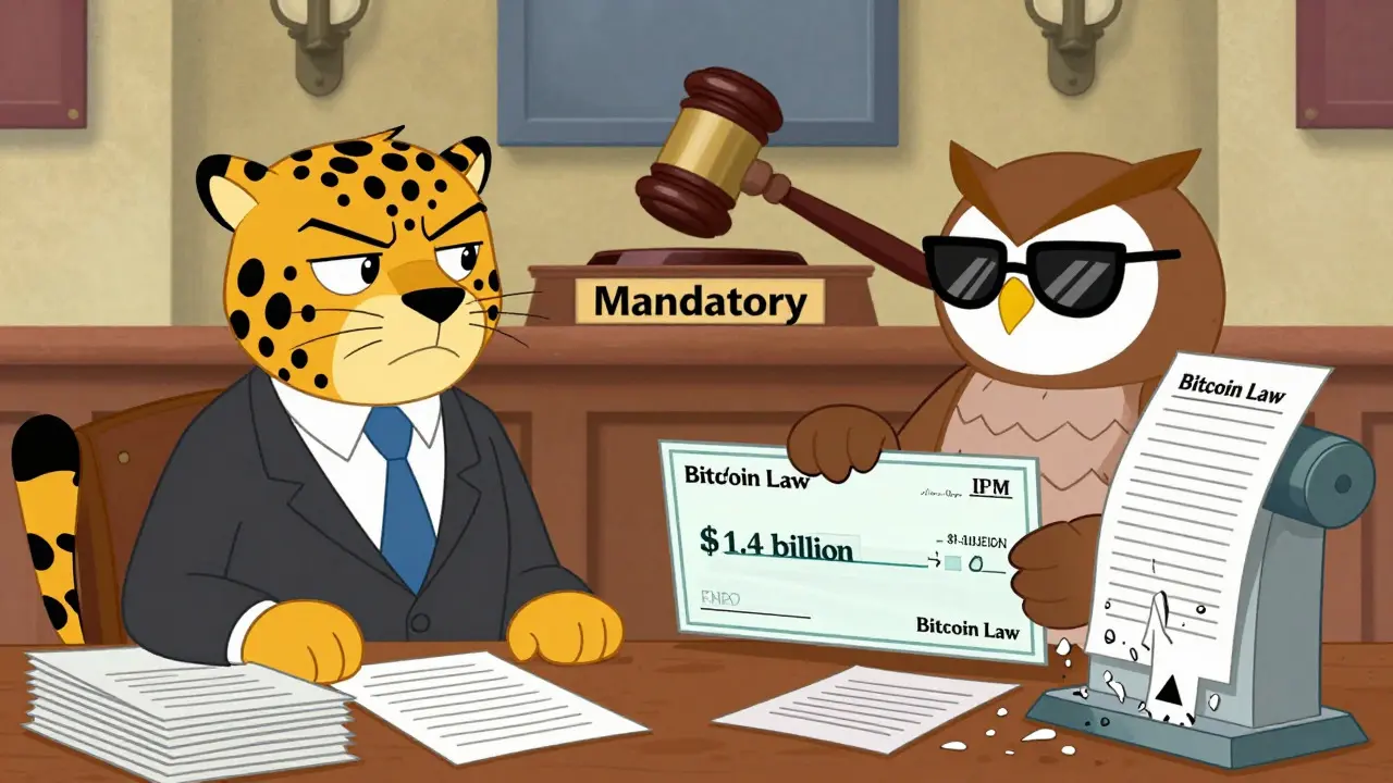 Cartoon of government negotiating with IMF, ending mandatory Bitcoin law