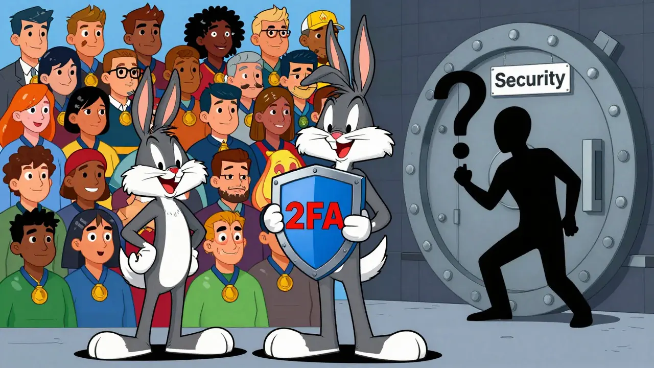 Illustration of copy trading community versus security concerns in a Looney Tunes style