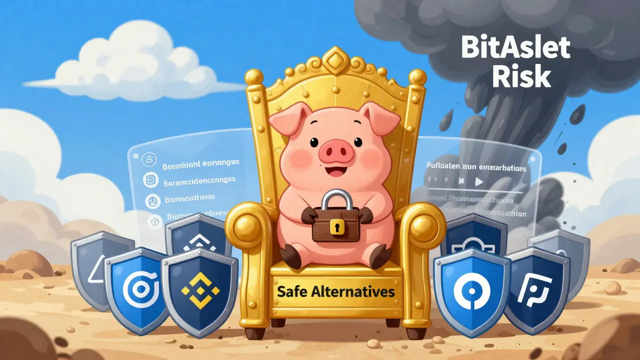 Pig on a safe throne protected from a chaotic risk storm cloud.