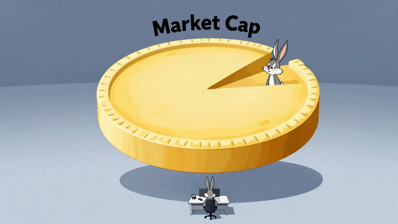 Surreal cartoon showing empty market with few holders