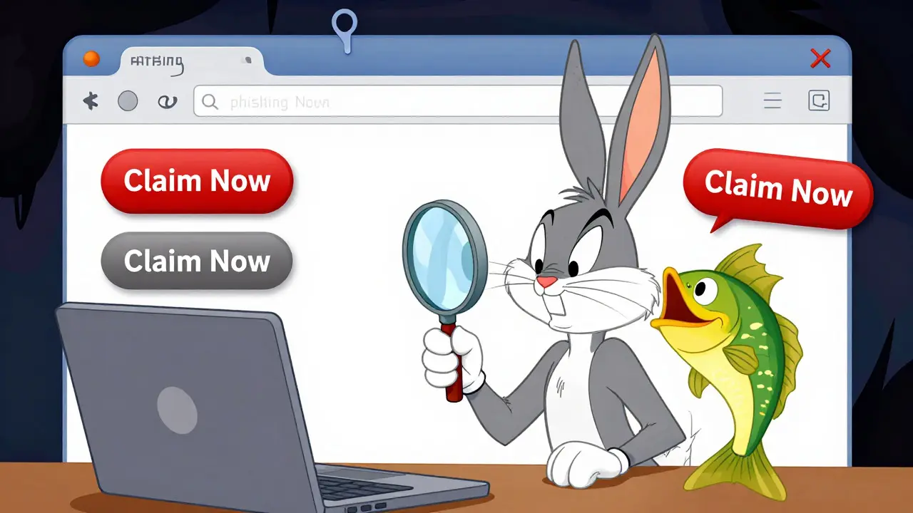 Cartoon character checking for crypto scams with magnifying glass
