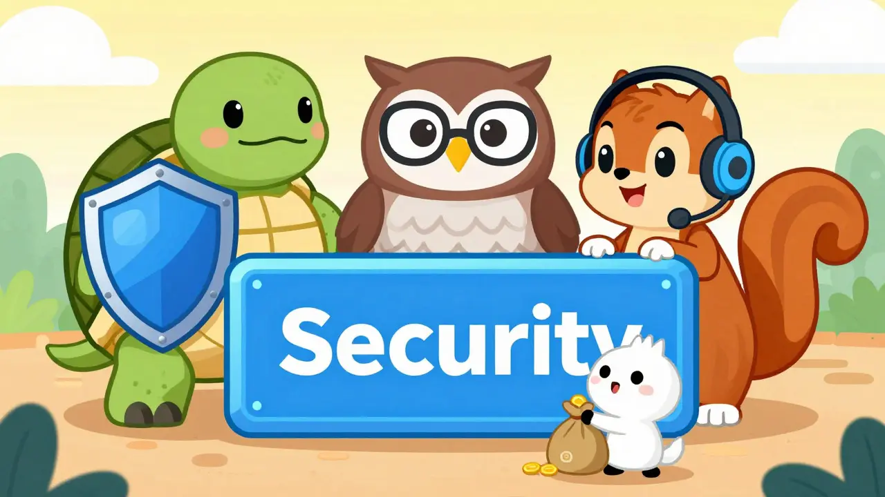 Friendly animals representing safe exchanges behind a security shield