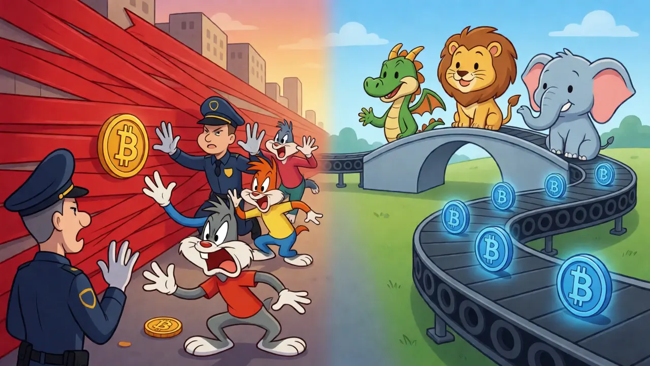 Cross-border blockchain bridges vs domestic crypto bans