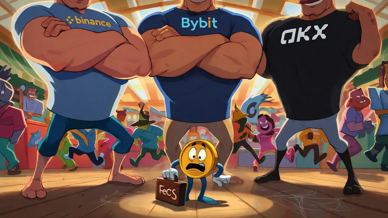 Giant crypto exchanges towering over a shrinking niche platform.