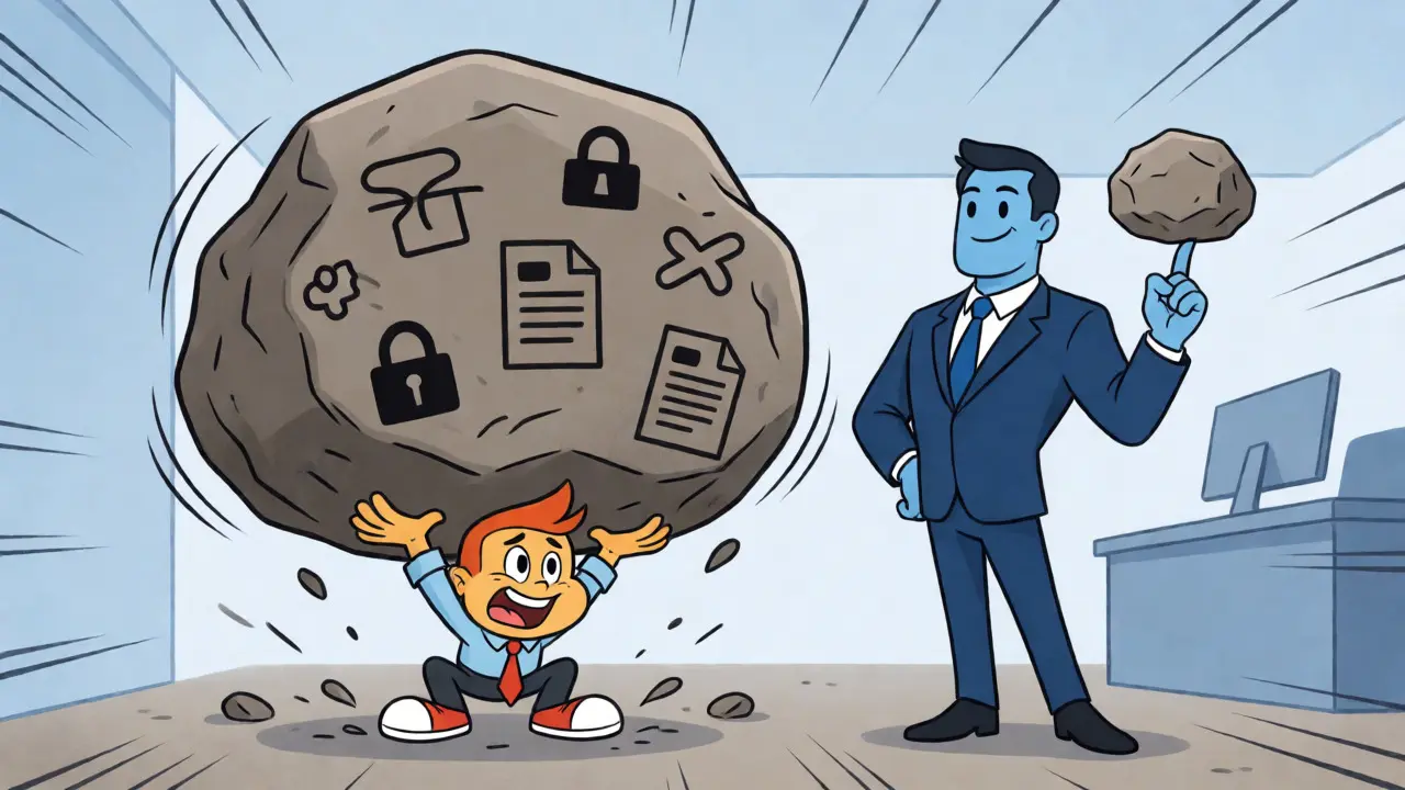 Small startup crushed by heavy compliance burden next to large corp